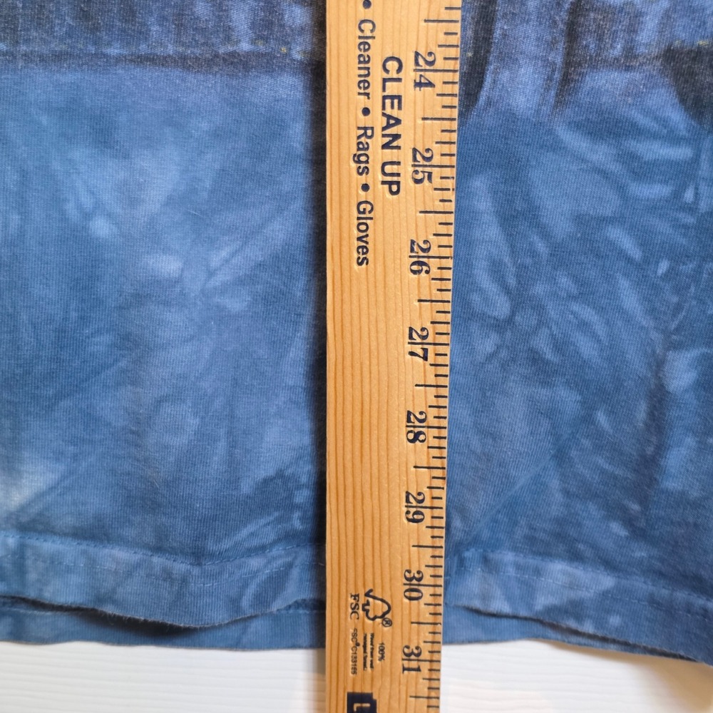 VTG Y2K The Mountain Long Sleeve Tee Shirt Cat Kitten Overalls Unisex Large Blue - Picture 10 of 10